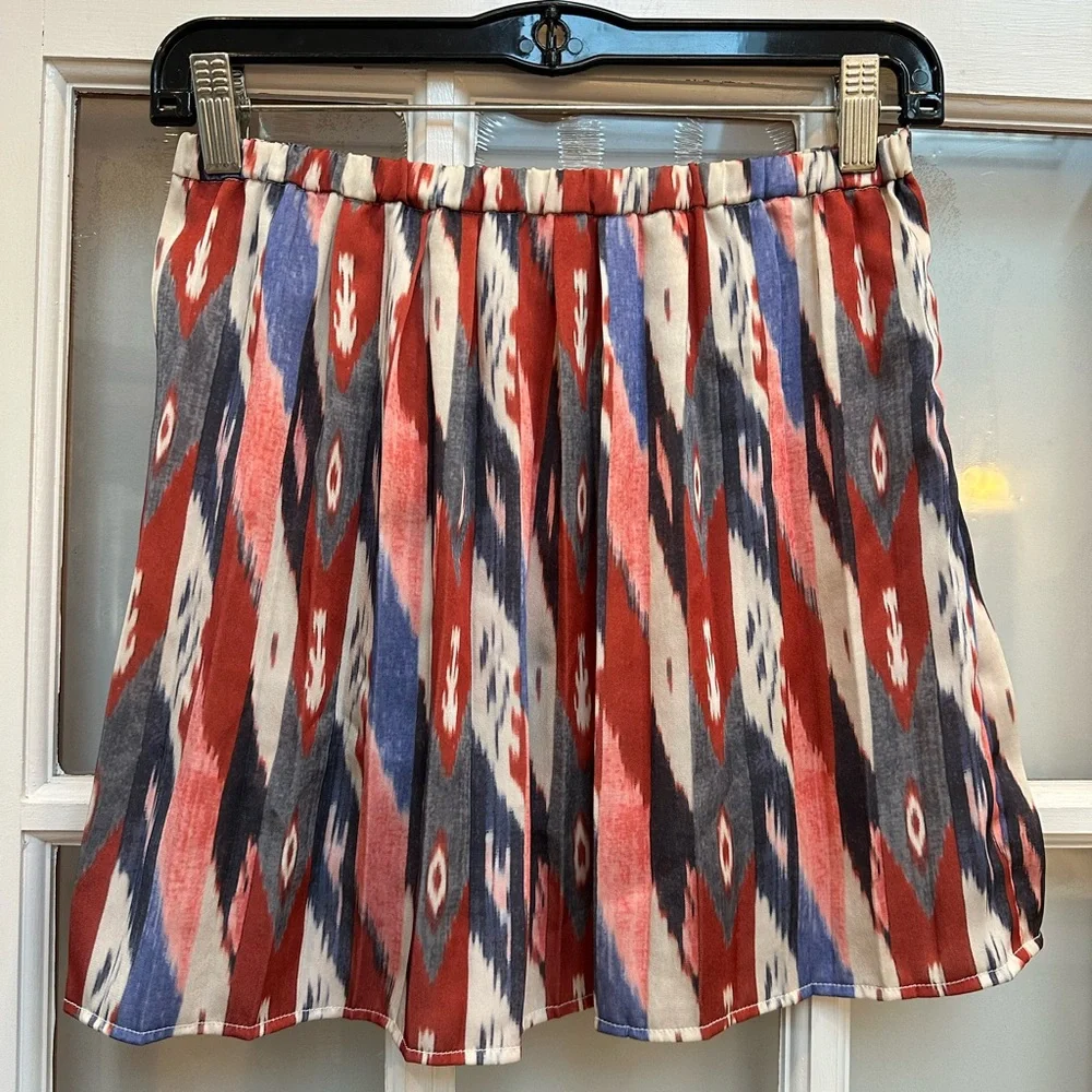 ISABEL MARANT Etoile Hanoi Pleated Mini Skirt Ikat Chic Designer Boho Size S